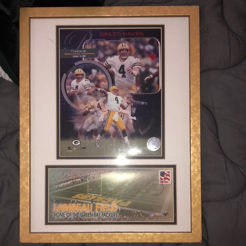 Collectible Vintage Framed NFL Favre Commemorative 300th TD USPS Collage